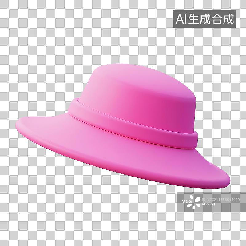 【AI数字艺术】3D渲染，粉色太阳帽，夏天卡通免抠元素图片素材