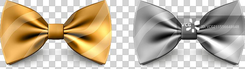 3D逼真的金色和银色弓箭图片素材