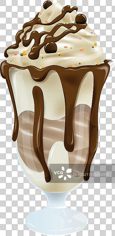巧克力顶层的圣代冰淇淋图片素材