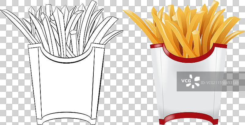 黑白和彩色薯条图片素材