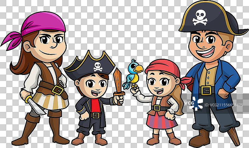 大家庭海盗卡通剪贴画图片素材