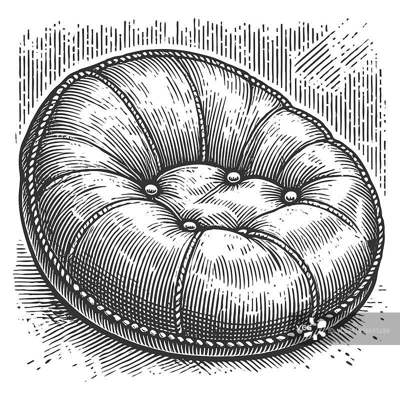 圆形靠垫雕刻草图图片素材