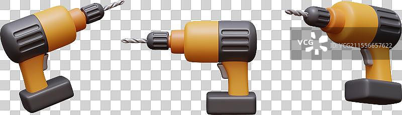 逼真的无绳电动螺丝刀钻机图片素材