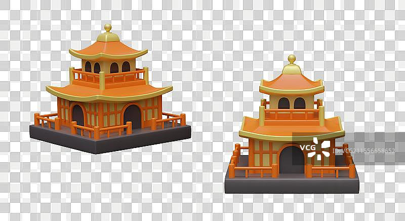 东方风格的详细房屋，带有中国宝塔设计图片素材