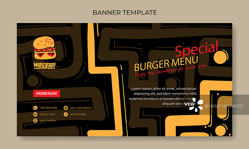 黄色手绘横幅模板设计图片素材