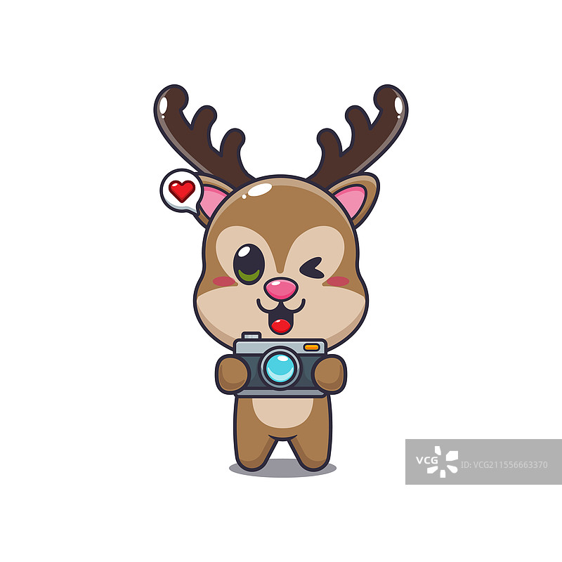 带相机的鹿吉祥物卡通角色图片素材