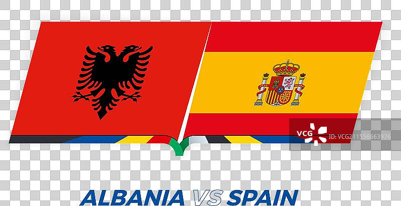 阿尔巴尼亚对西班牙的足球比赛，B组竞争图片素材