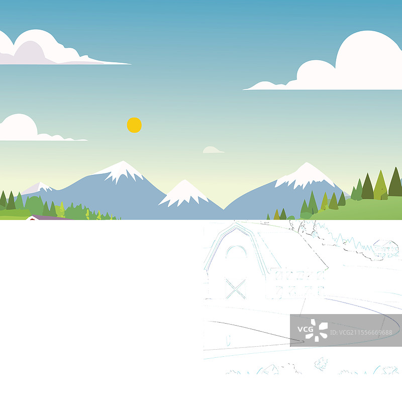 阿尔卑斯山的极简农场图片素材