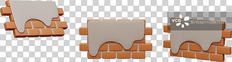 砖墙的一部分与抹灰的组合图片素材