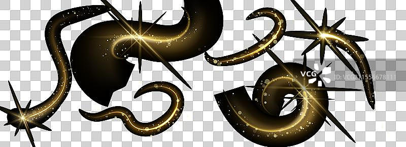 金色魔法星轨，伴随闪光和光尘图片素材