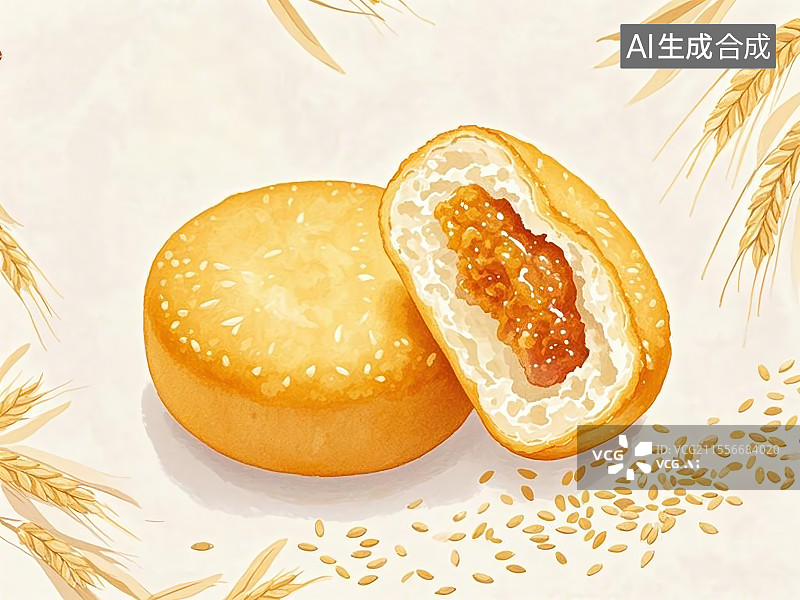 【AI数字艺术】炸糕，手绘画风格图片素材