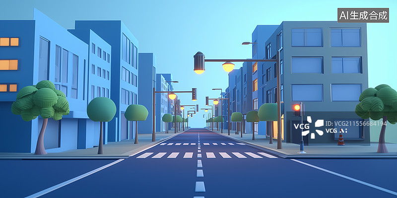 【AI数字艺术】3d现代城市街景展示图片素材