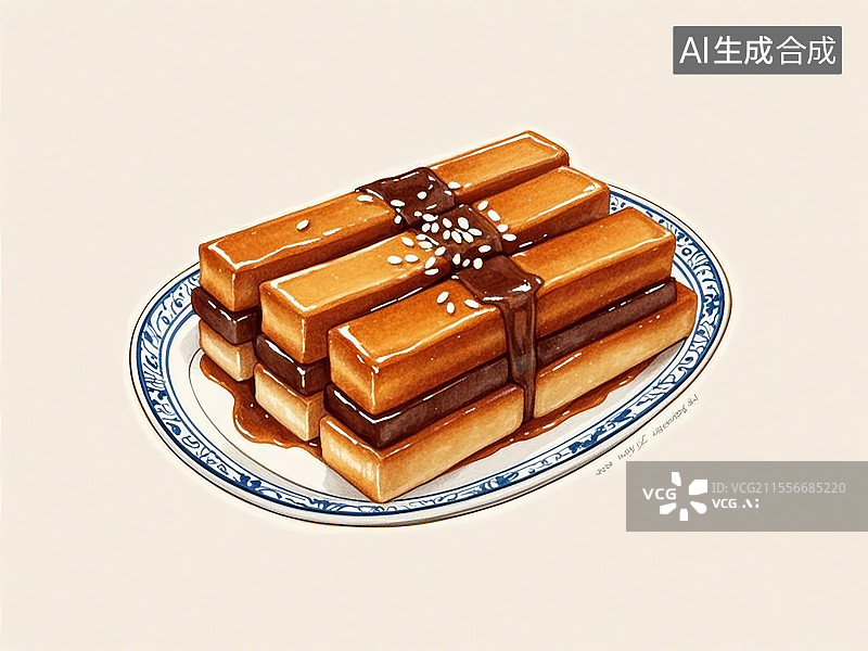 【AI数字艺术】红糖年糕，手绘画风格图片素材