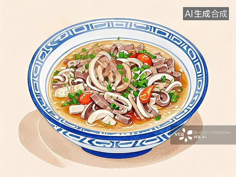 【AI数字艺术】羊杂汤，手绘画风格图片素材