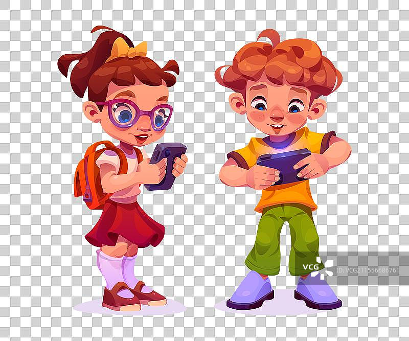 孩子们在玩手机游戏图片素材
