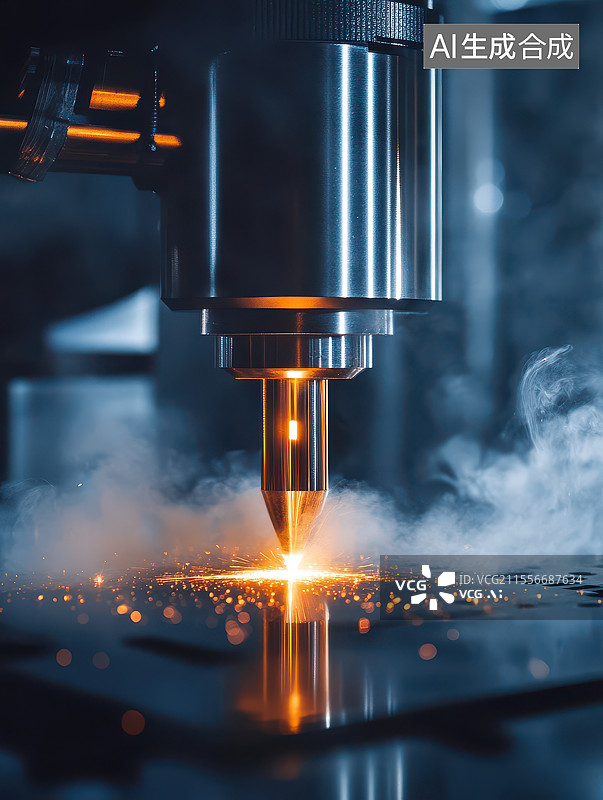 【AI数字艺术】高功率激光切割金属火花图片素材
