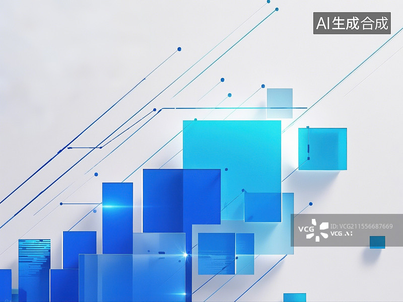 【AI数字艺术】蓝白相间的几何科技风背景图片素材