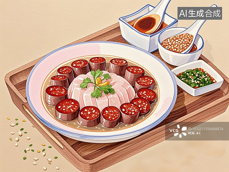 【AI数字艺术】传统美食吉林白肉血肠图片素材