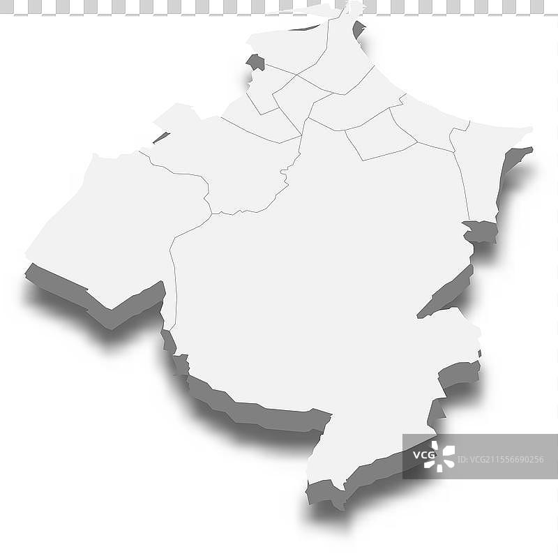 本阿鲁斯的三维等距地图是一个省。图片素材