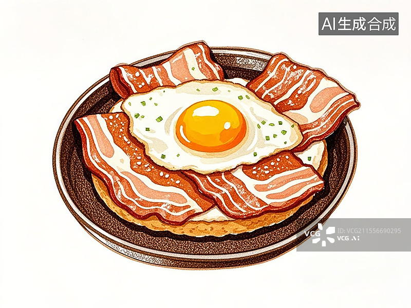 【AI数字艺术】传统美食培根煎蛋图片素材