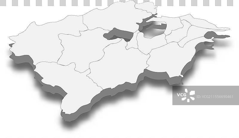 比泽尔特的三维等距地图是一个省份的地图。图片素材