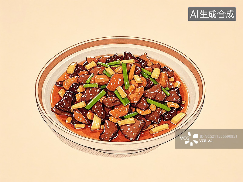 【AI数字艺术】传统美食山西过油肉图片素材
