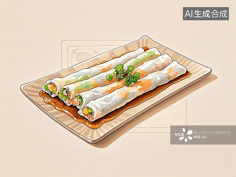 【AI数字艺术】传统美食广东肠粉图片素材