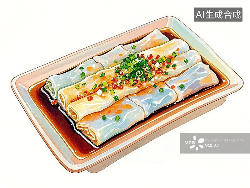 【AI数字艺术】传统美食广东肠粉图片素材