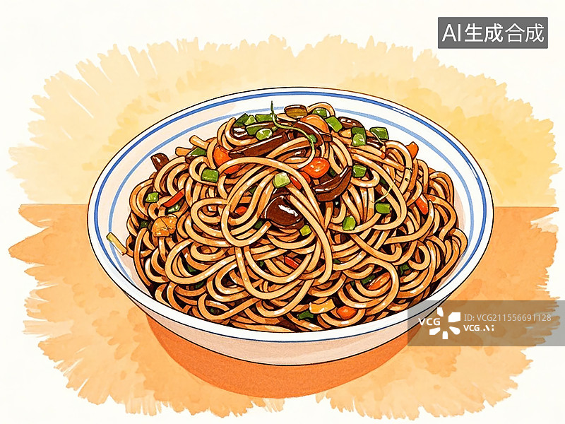 【AI数字艺术】传统美食广式酱油炒面图片素材