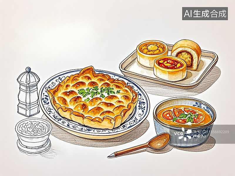 【AI数字艺术】传统美食沙克舒卡图片素材