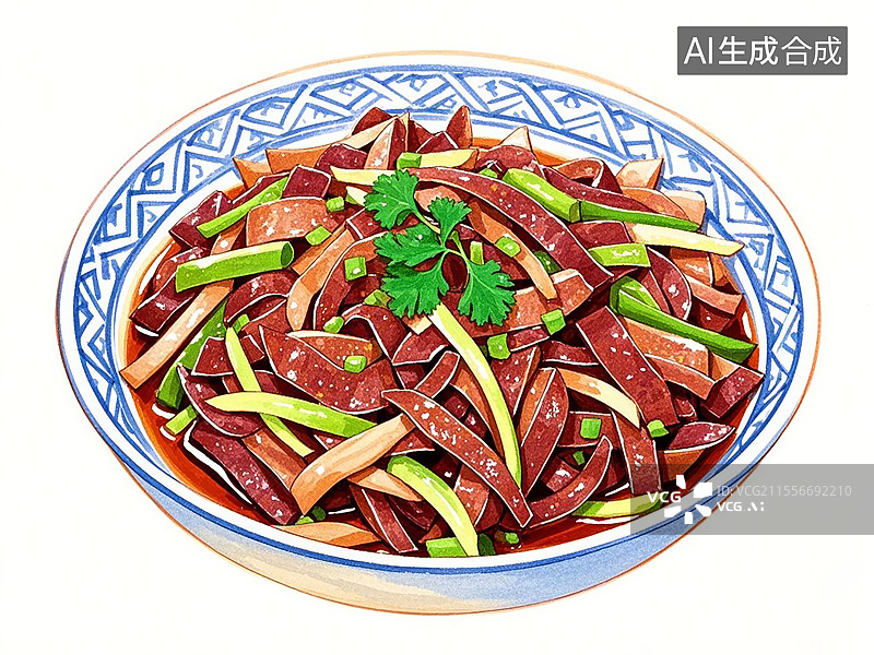 【AI数字艺术】传统美食河北正定崩肝（牛肝切丝爆炒，非遗小吃）图片素材