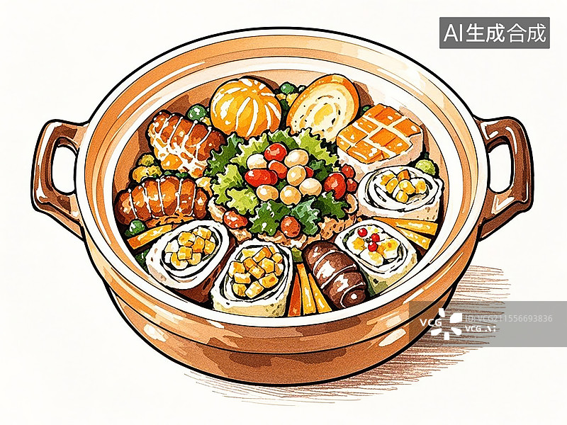 【AI数字艺术】传统美食盆菜图片素材