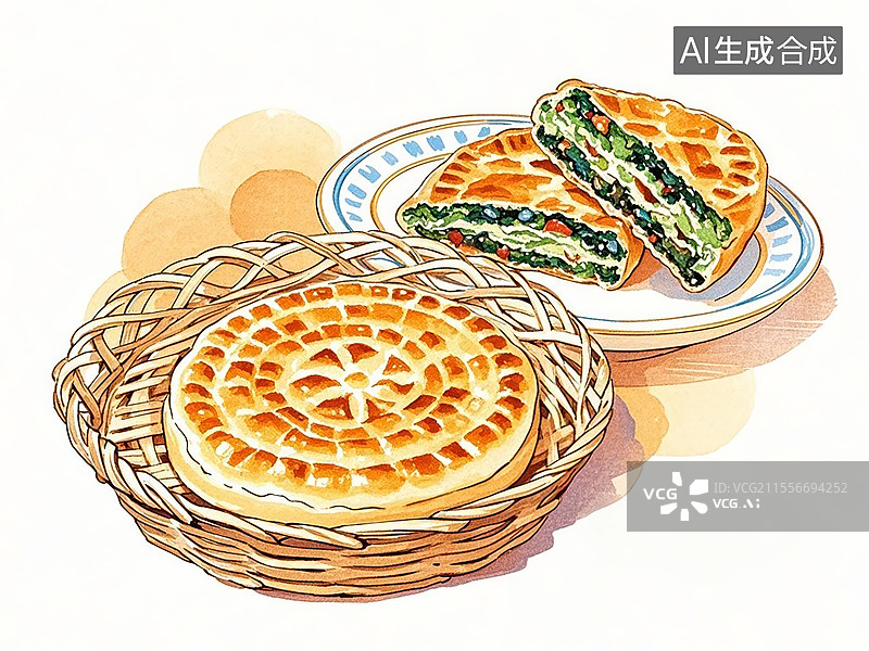 【AI数字艺术】传统美食纳西族丽江粑粑（酥油烤面饼，茶马古道干粮）图片素材