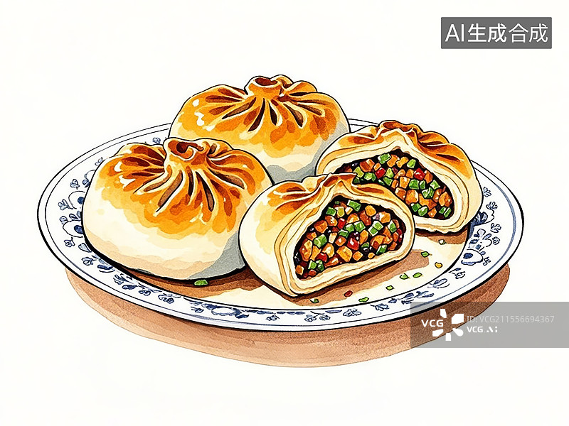 【AI数字艺术】传统美食维吾尔族烤包子图片素材