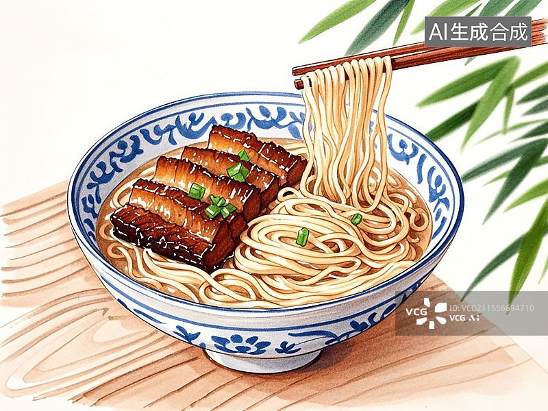 【AI数字艺术】传统美食苏州枫镇大肉面图片素材
