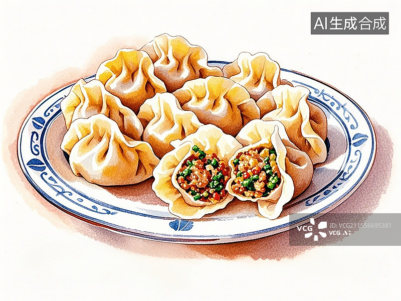 【AI数字艺术】传统美食辽宁老边饺子（百年煸馅工艺，沈阳非遗）图片素材