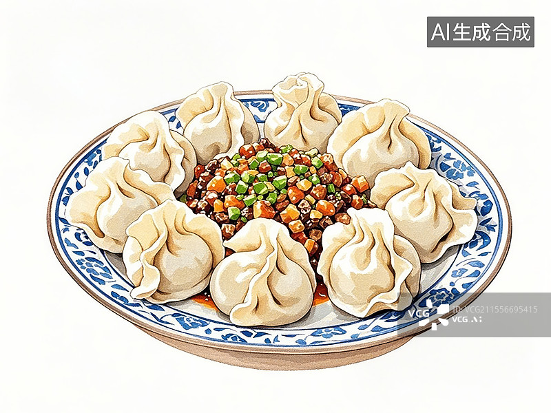 【AI数字艺术】传统美食辽宁老边饺子（百年煸馅工艺，沈阳非遗）图片素材