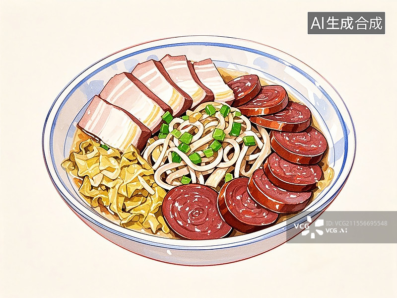 【AI数字艺术】传统美食酸菜白肉血肠图片素材