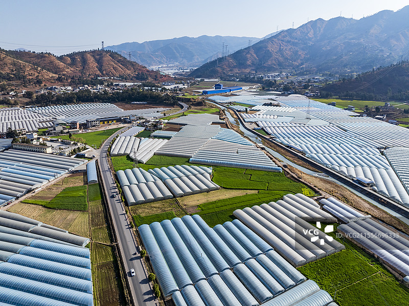 四川凉山州德昌县田园风光大棚果蔬种植图片素材
