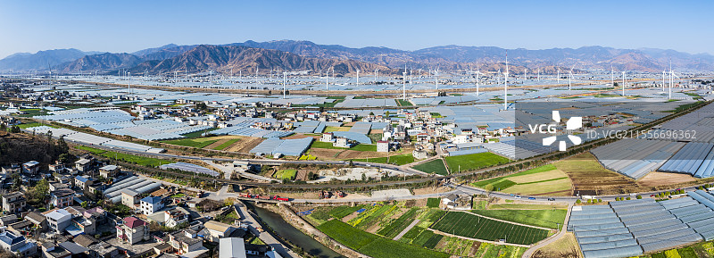 四川凉山州德昌县田园风光风力发电大棚果蔬美丽乡村图片素材