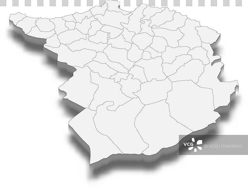 阿尔及利亚特莱姆森地区的3D等距地图图片素材