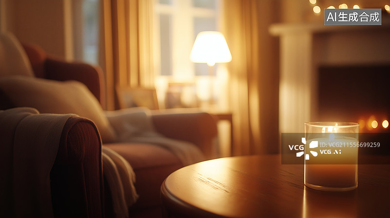 【AI数字艺术】温暖舒适的客厅角落图片素材