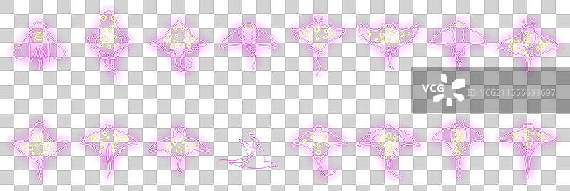 电鳐图标集霓虹灯风格图片素材