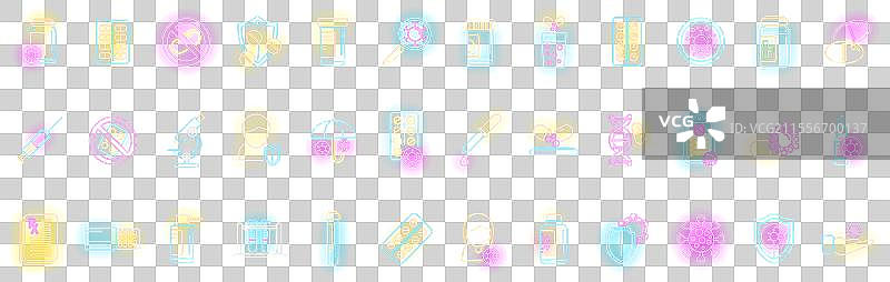 抗生素耐药性图标集霓虹风格图片素材