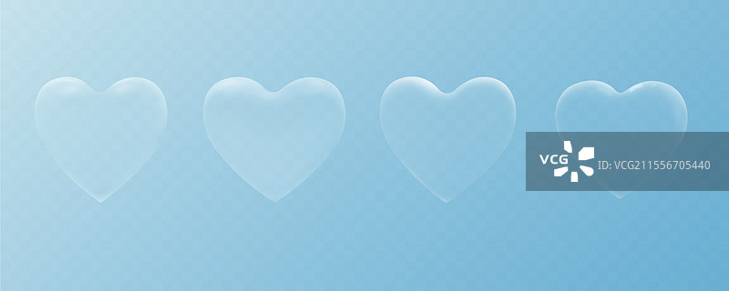 3D玻璃哑光和光泽心形图标图片素材