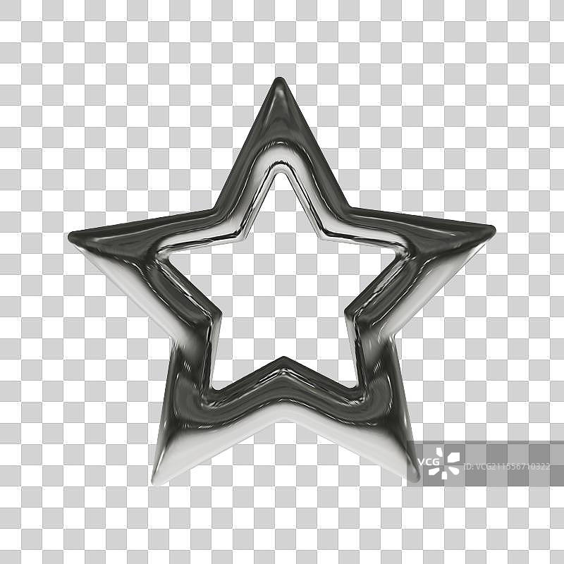 2000年代风格的铬效星星图片素材