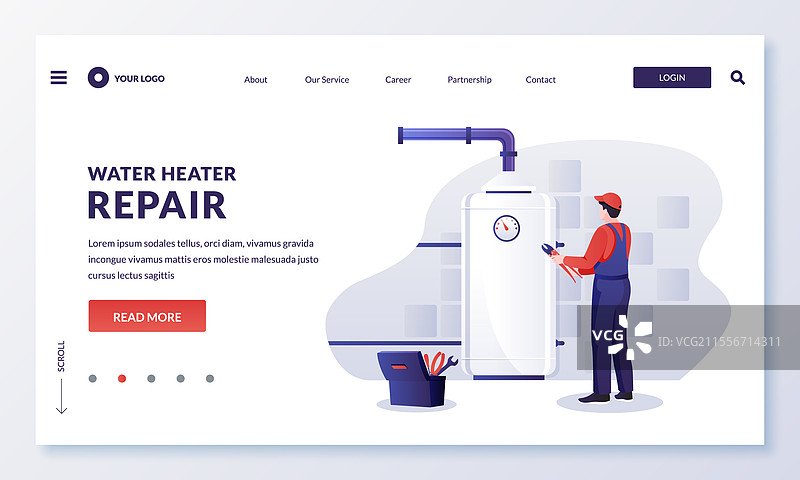 水管工修理或安装热水器图片素材