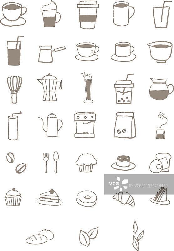 抽象涂鸦咖啡馆和餐厅标志图标图片素材