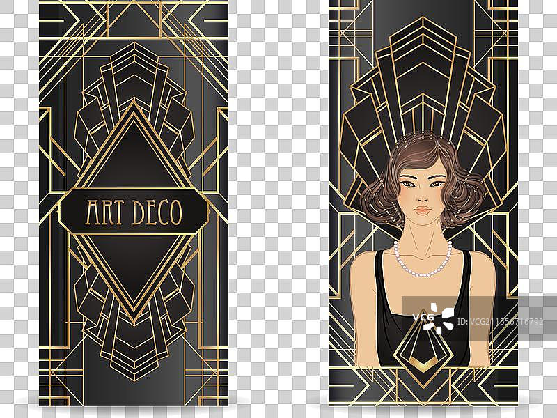 二十世纪二十年代的复古时尚魅力女孩（亚洲人）图片素材