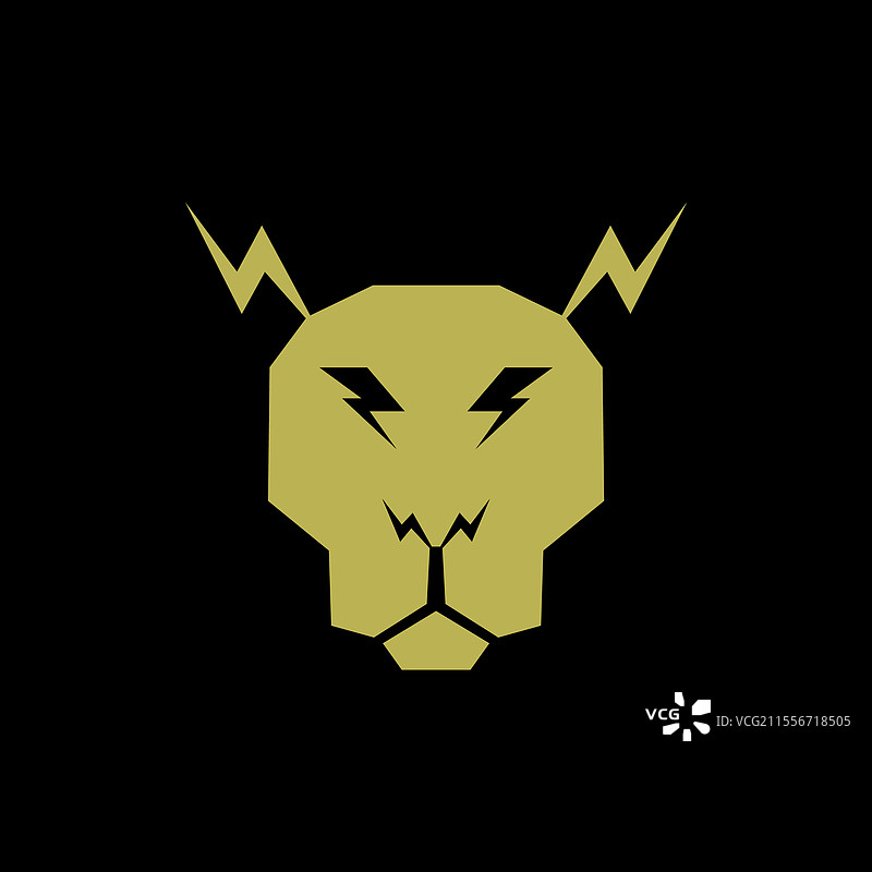 带有闪电的老虎狮子头图片素材